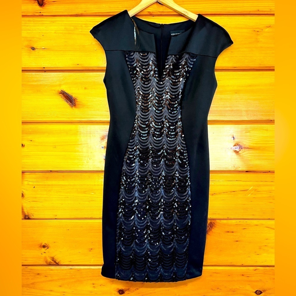 Connected Apparel Sheath Midi Sequins Sleeveless V-Neck Dress 6